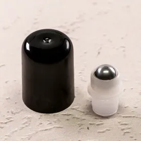 18 mm Natural Roll On Insert with Black Cap for Essential Oil Bottles
