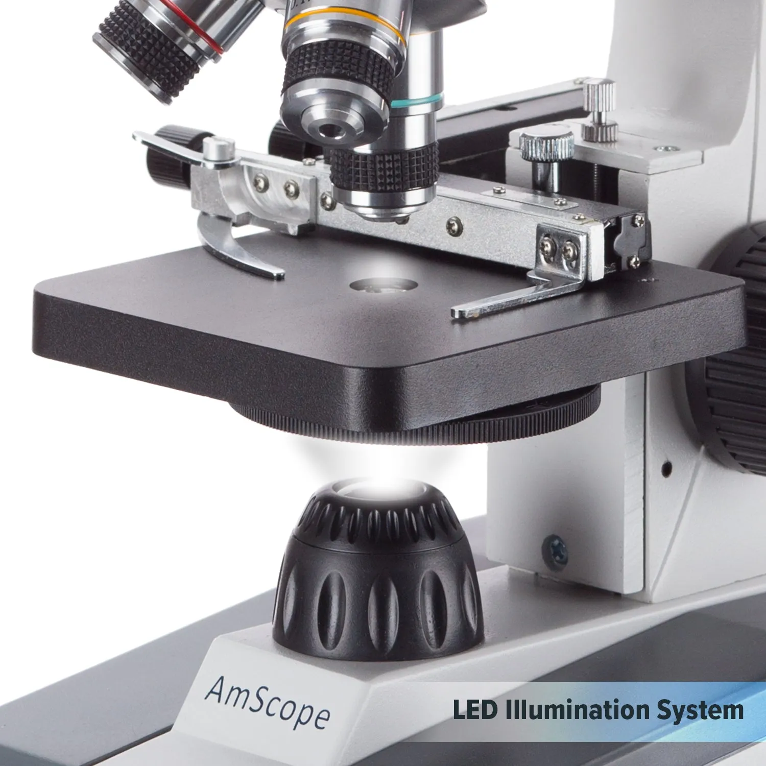 AmScope M150 Series Portable Student Monocular Compound Microscope 40X-1000X Magnification with LED and 25 Prepared Slides
