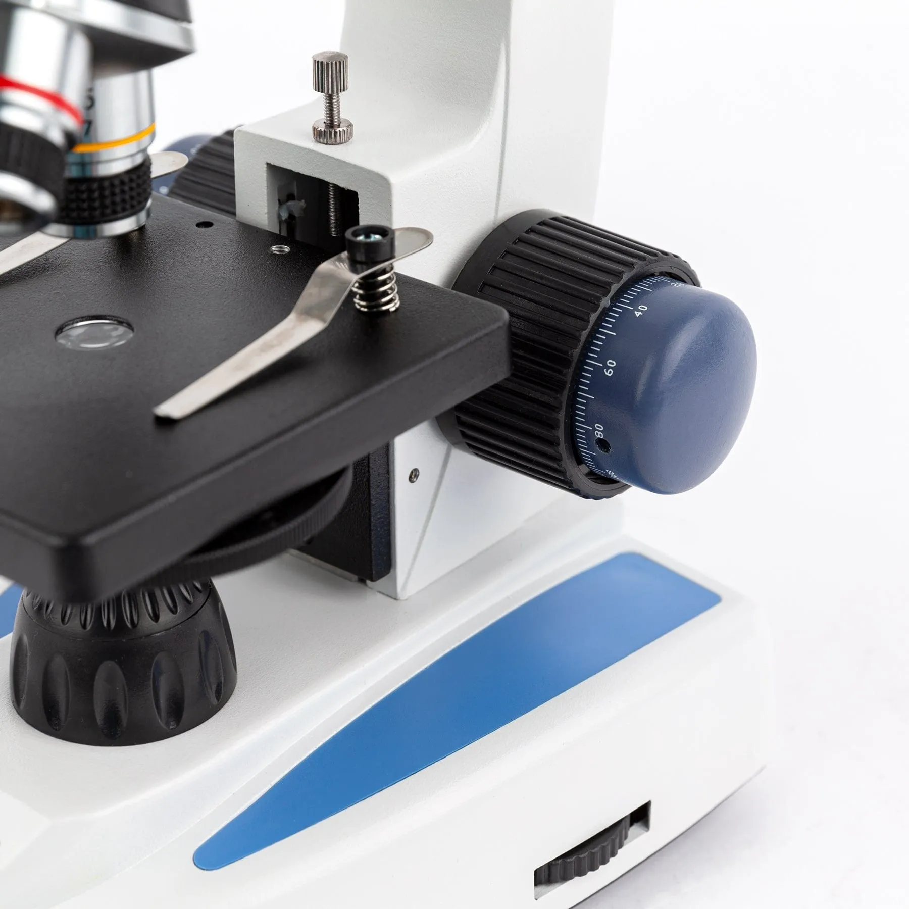AmScope M158 Series Student Cordless Monocular Compound Microscope 40X-1000X Magnification with Metal Frame, Glass Lenses and Coarse & Fine Focus