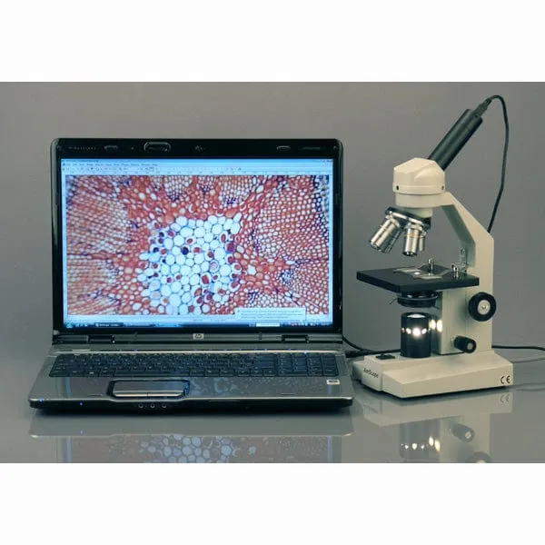 AmScope M500 Series  Advanced Student Monocular Compound Microscope 40X-1000X Magnification With Camera