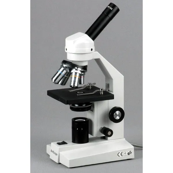 AmScope M500 Series  Advanced Student Monocular Compound Microscope 40X-1000X Magnification With Camera