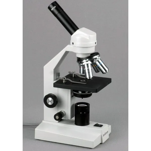 AmScope M500 Series  Advanced Student Monocular Compound Microscope 40X-1000X Magnification With Camera