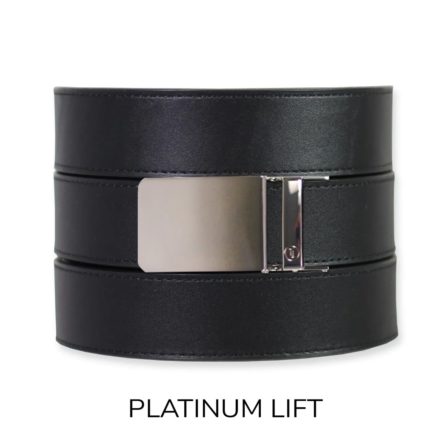 Black Top Grain Leather Ratchet Belt & Buckle Set