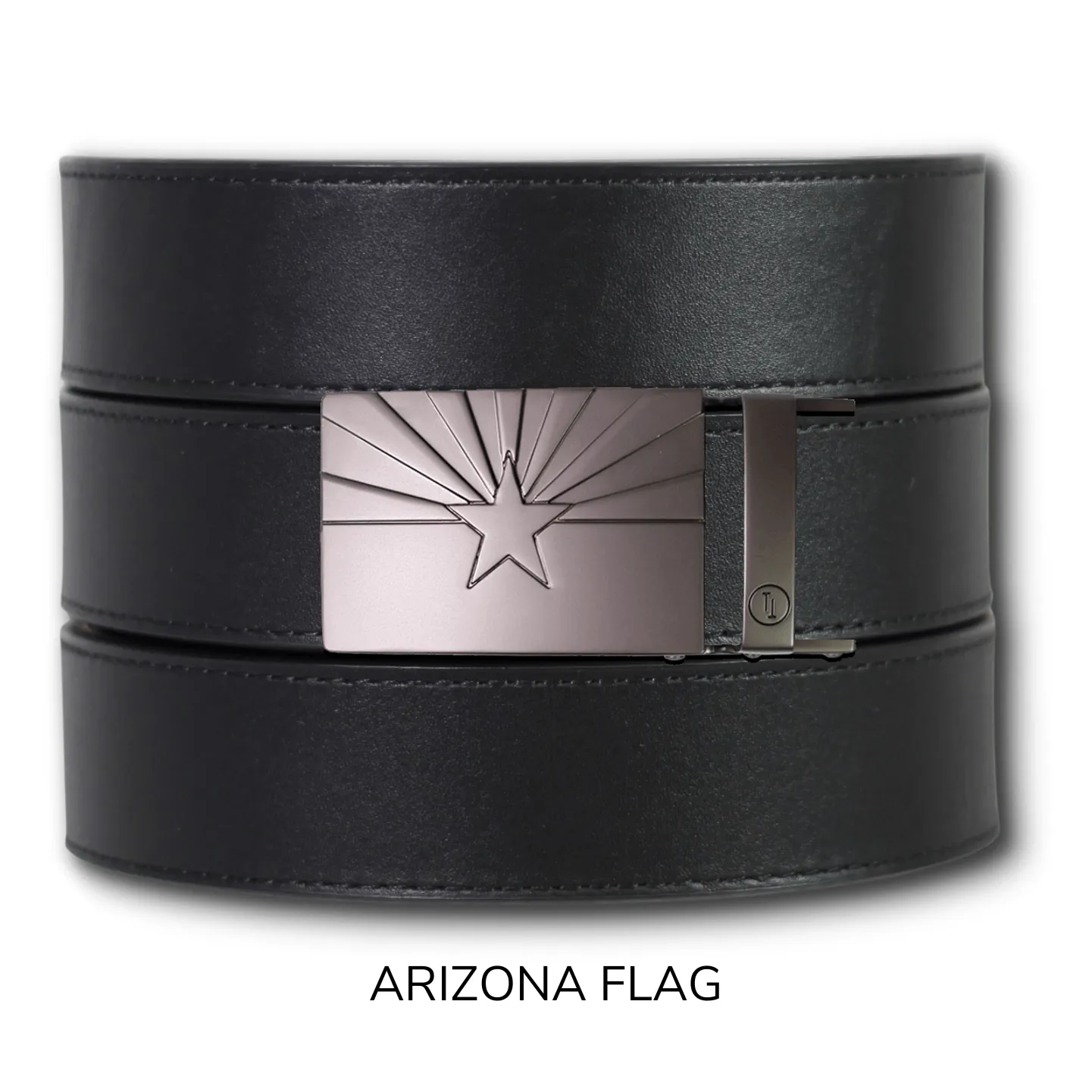 Black Top Grain Leather Ratchet Belt & Buckle Set
