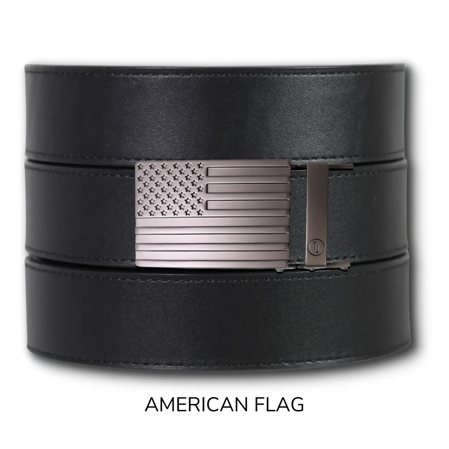 Black Top Grain Leather Ratchet Belt & Buckle Set