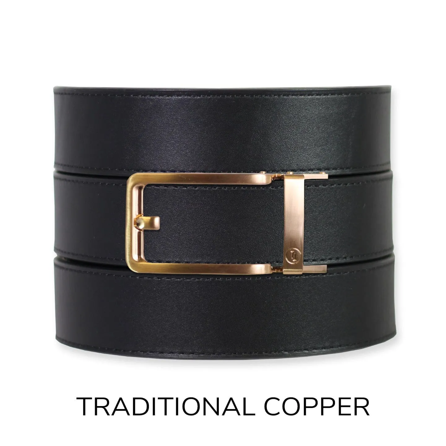 Black Top Grain Leather Ratchet Belt & Buckle Set
