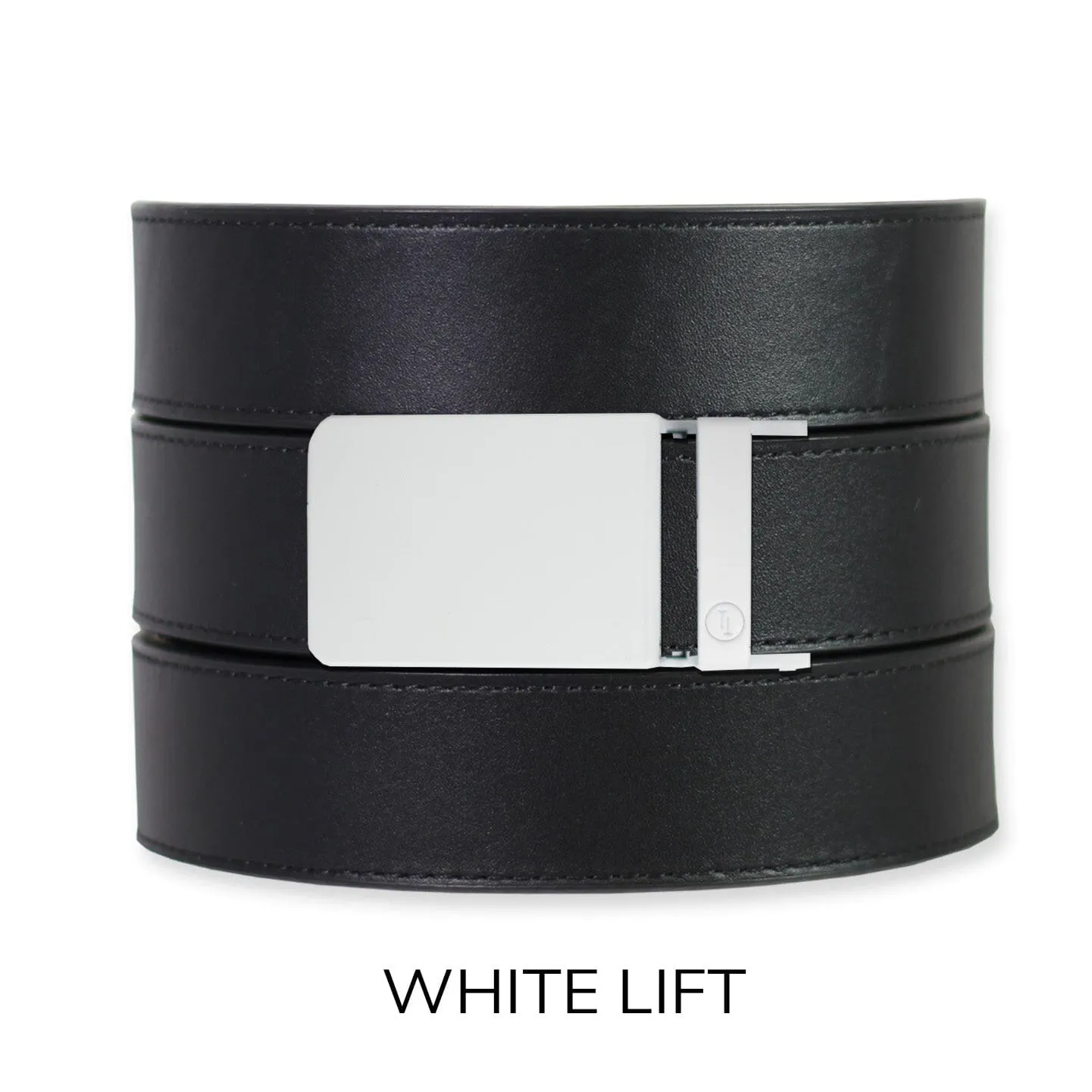 Black Top Grain Leather Ratchet Belt & Buckle Set