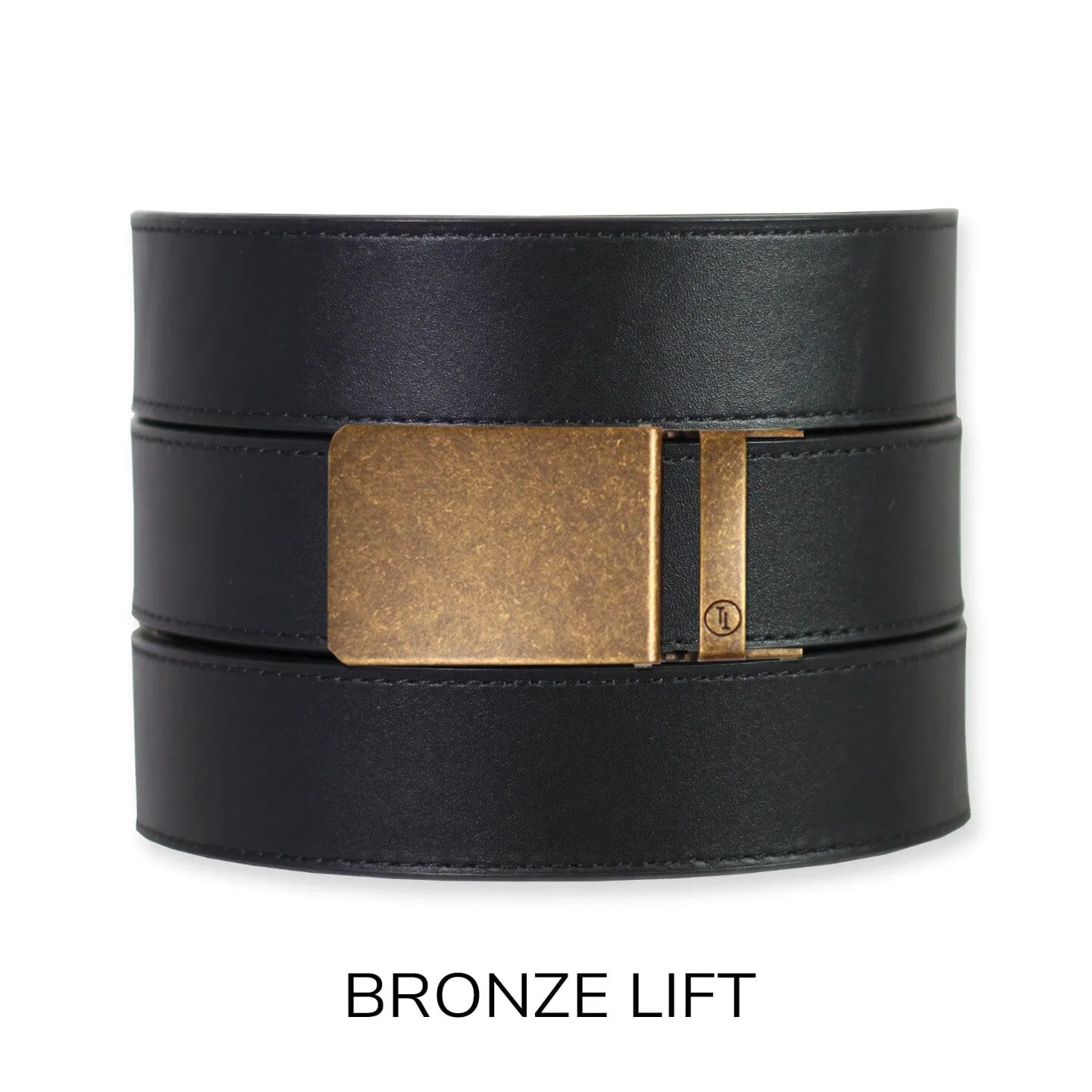 Black Top Grain Leather Ratchet Belt & Buckle Set