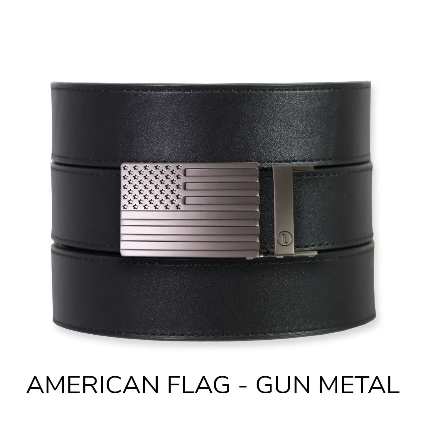 Black Top Grain Leather Ratchet Belt & Buckle Set