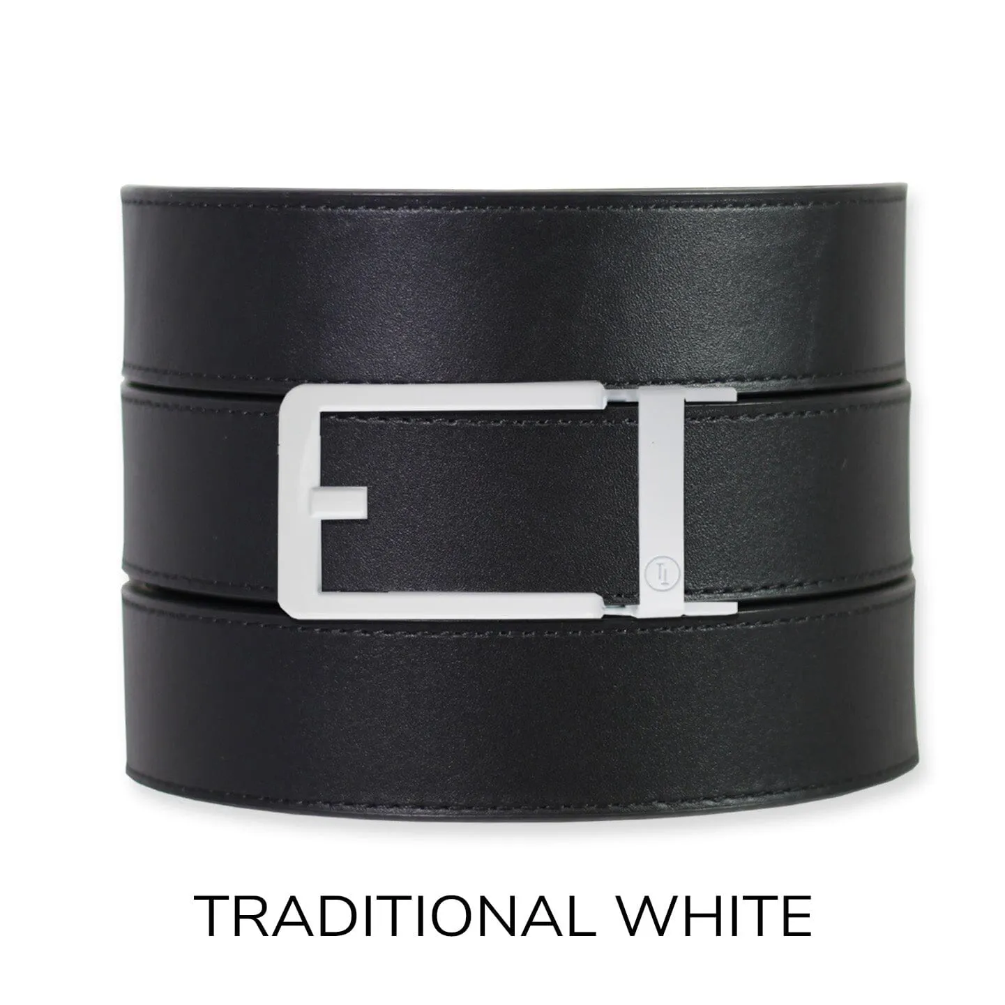 Black Top Grain Leather Ratchet Belt & Buckle Set