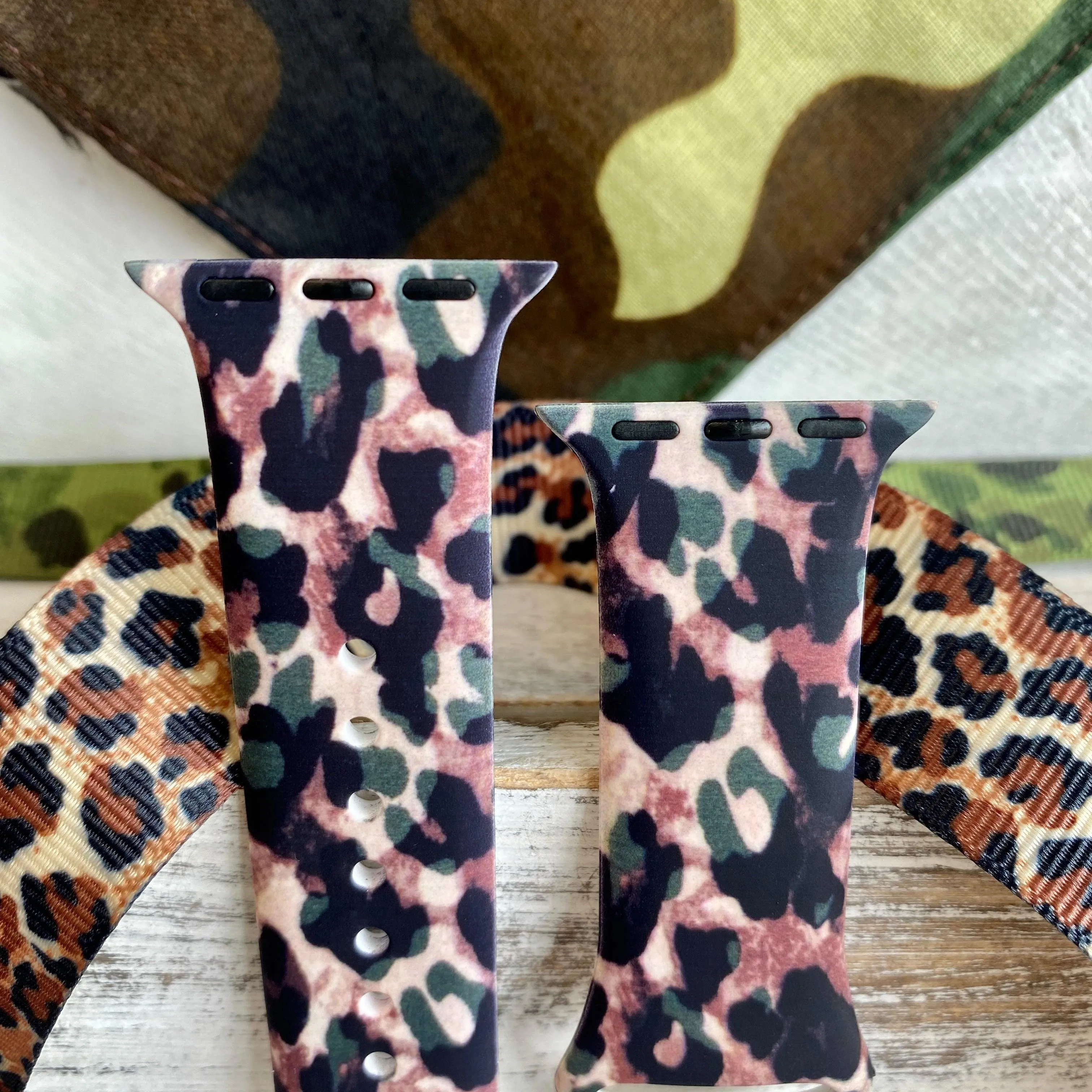 Camo Leopard Print Silicone Band For Apple Watch