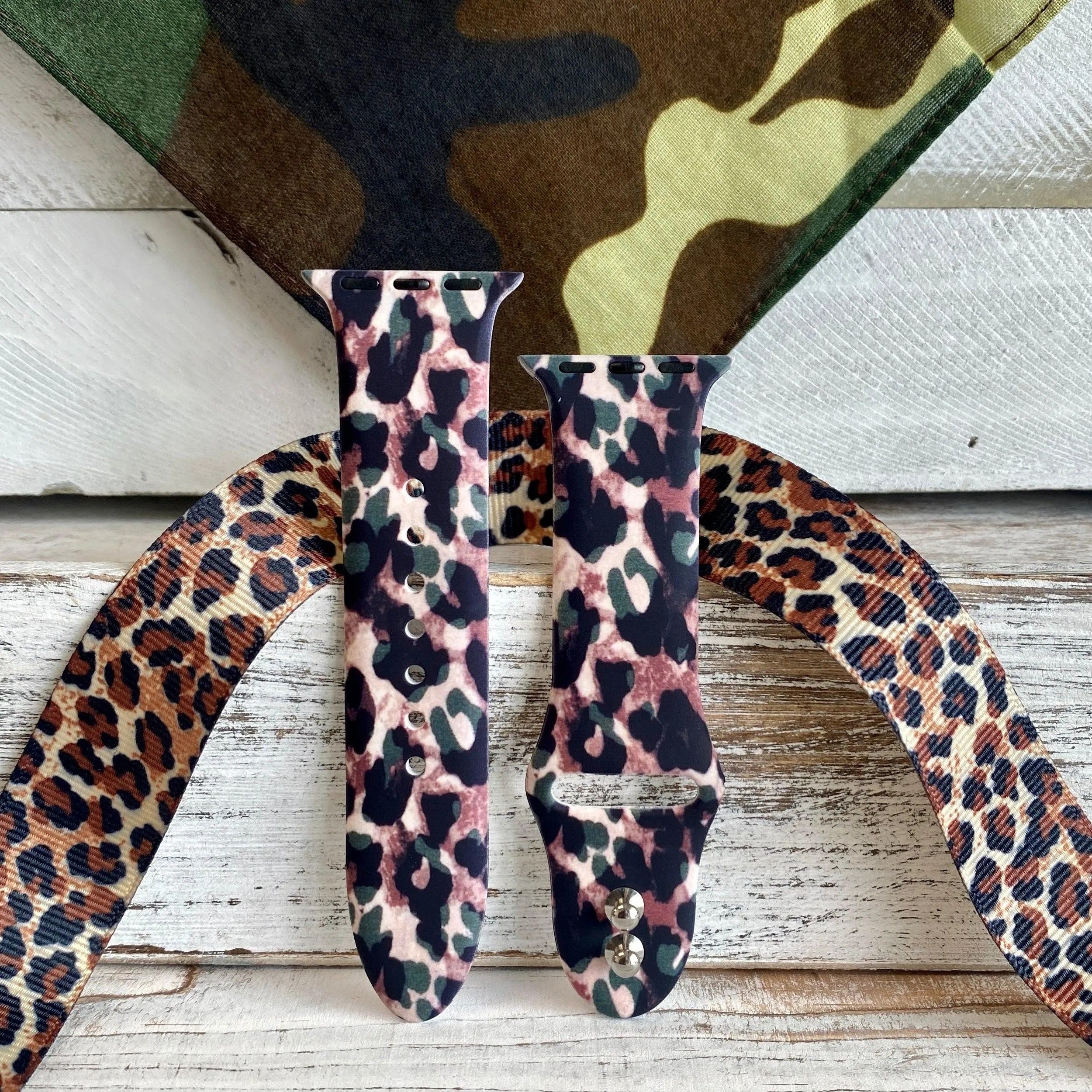 Camo Leopard Print Silicone Band For Apple Watch