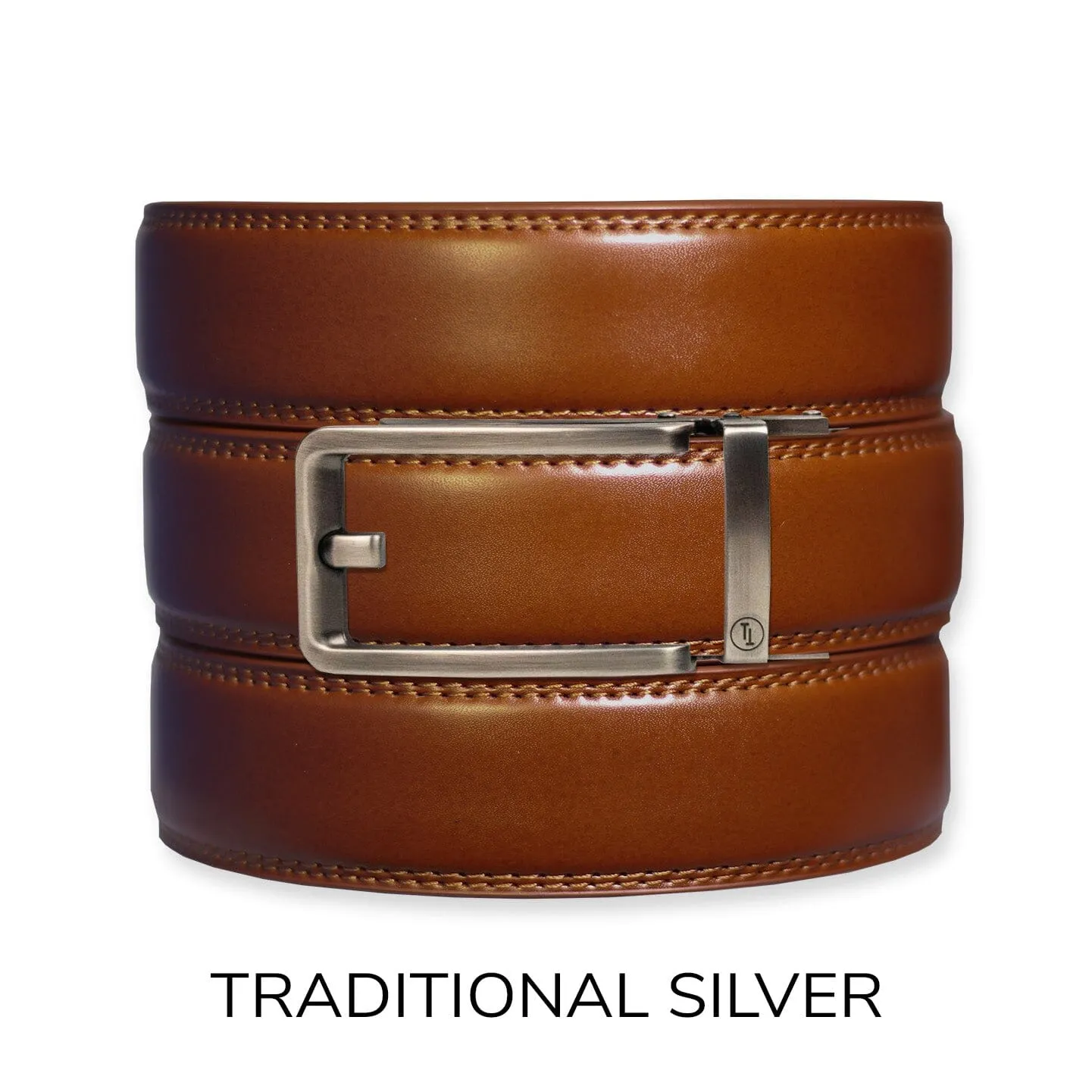 Cognac Leather Ratchet Belt & Buckle Set
