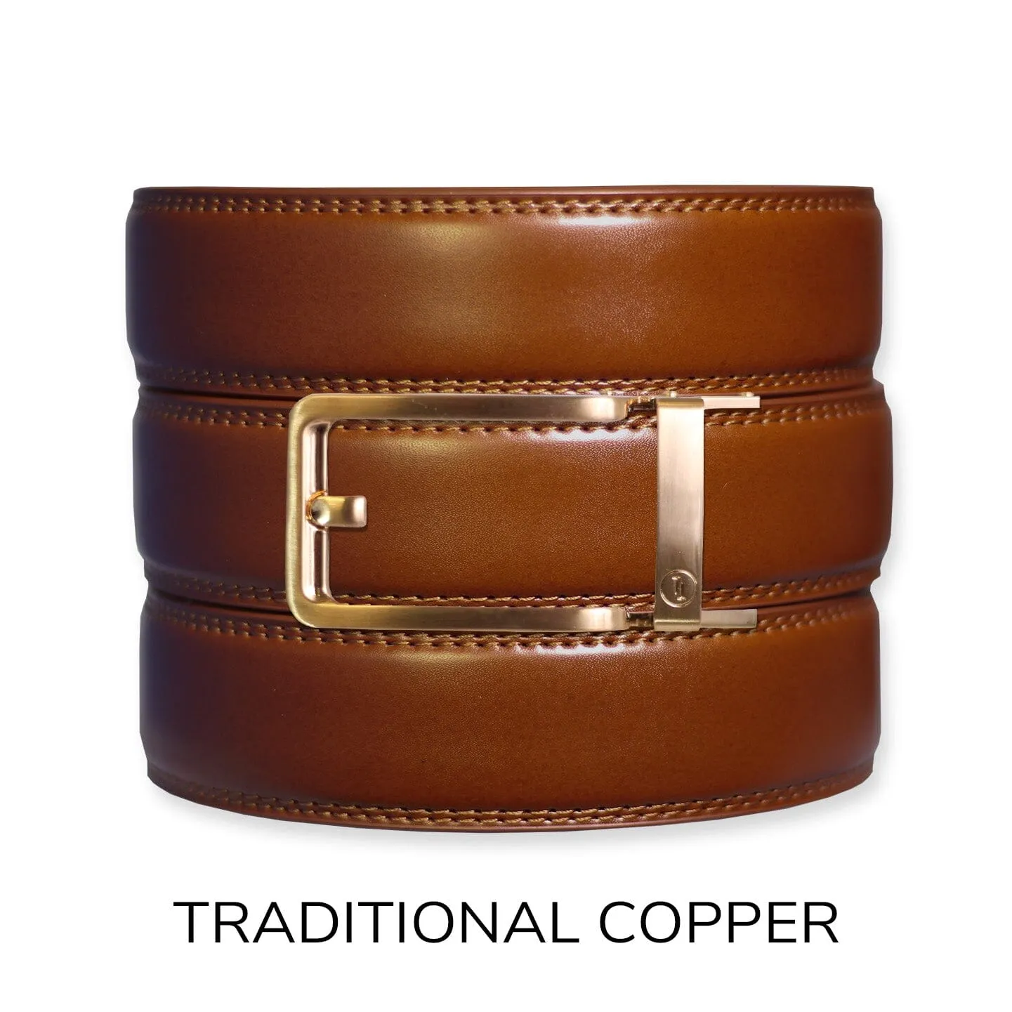 Cognac Leather Ratchet Belt & Buckle Set