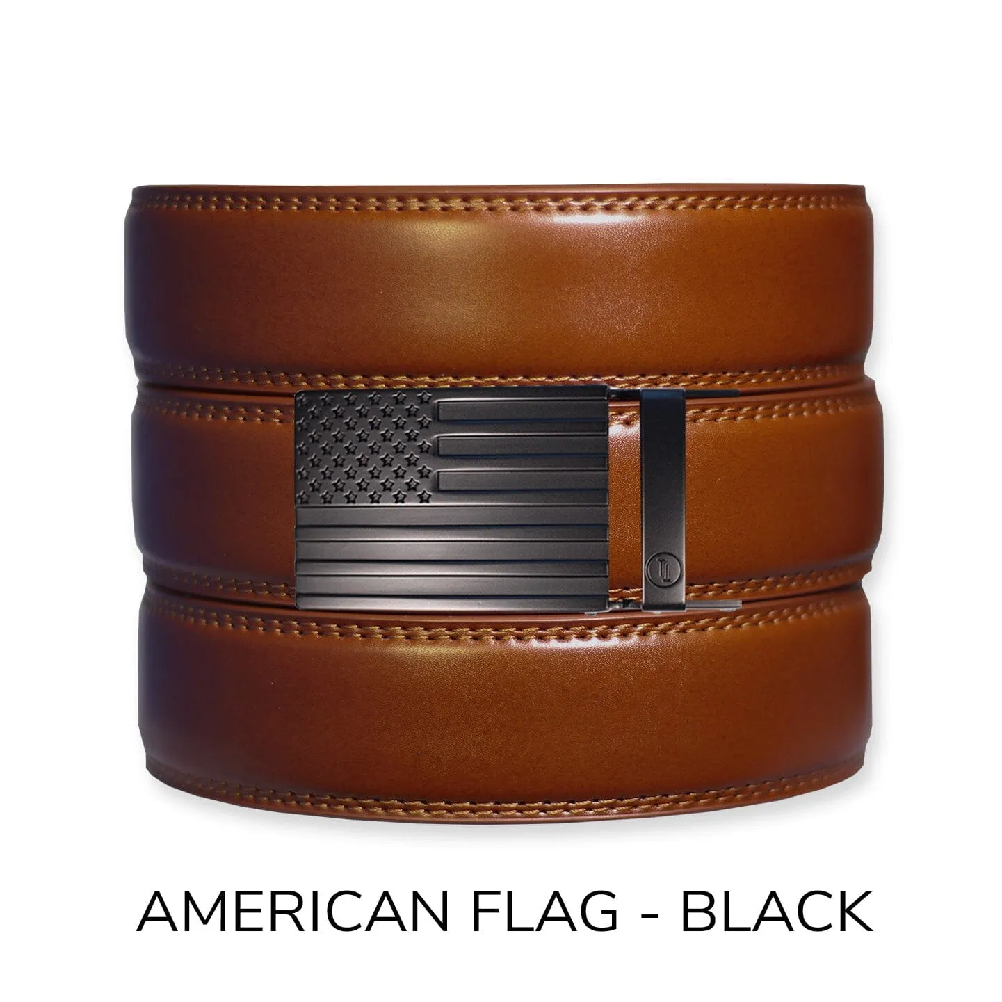 Cognac Leather Ratchet Belt & Buckle Set