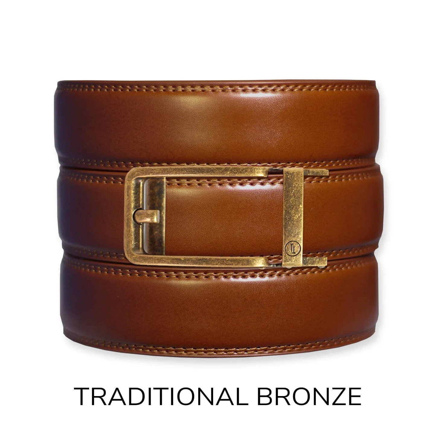 Cognac Leather Ratchet Belt & Buckle Set
