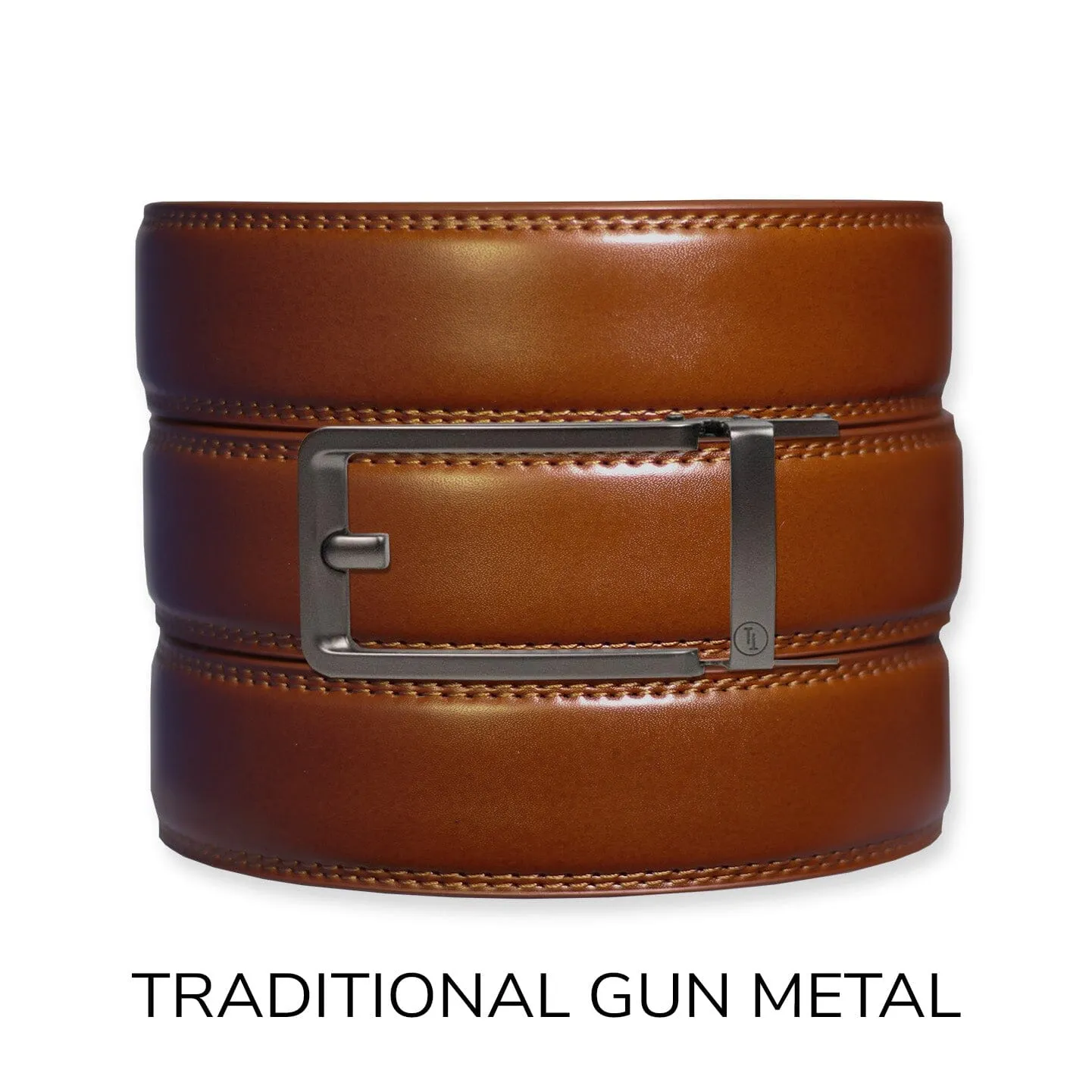 Cognac Leather Ratchet Belt & Buckle Set