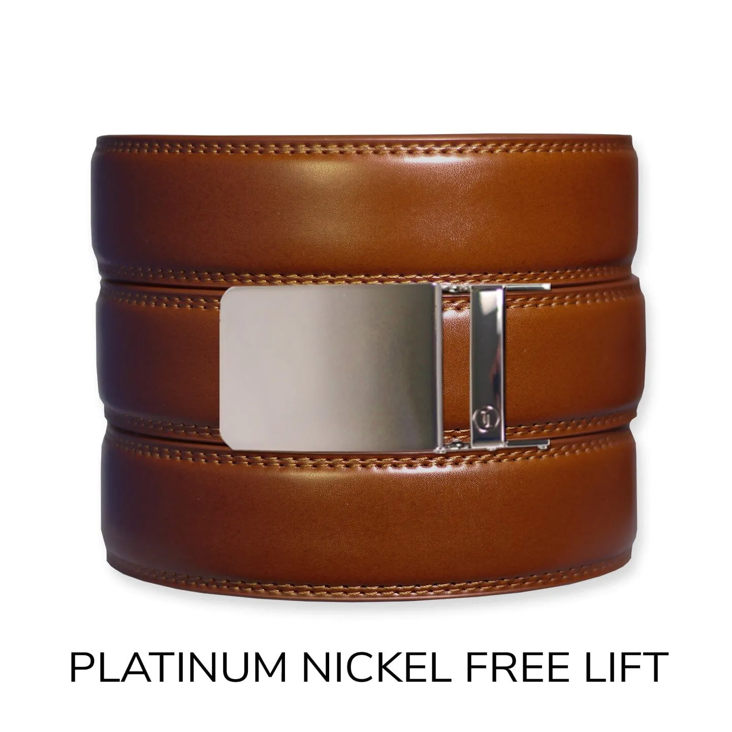 Cognac Leather Ratchet Belt & Buckle Set