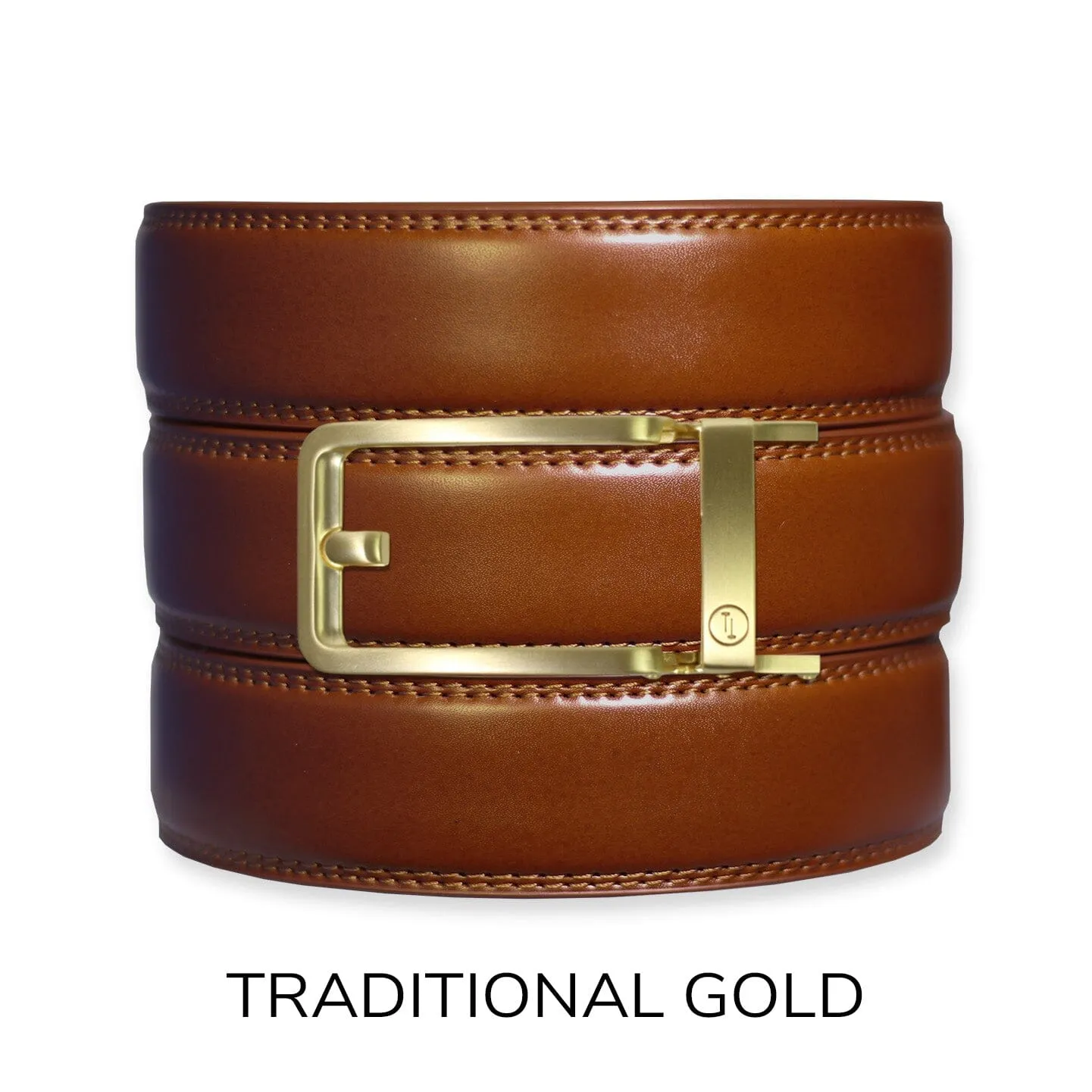 Cognac Leather Ratchet Belt & Buckle Set