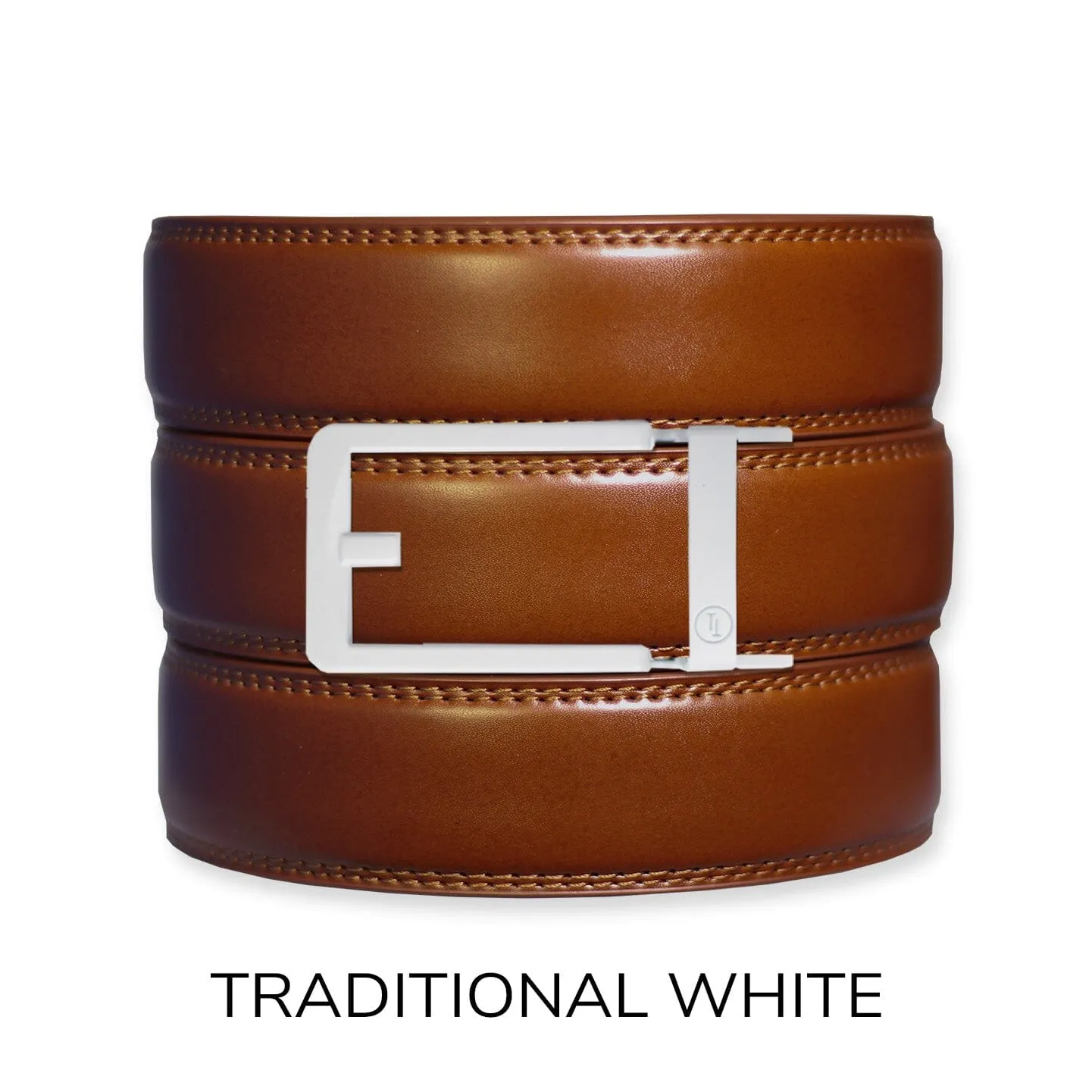 Cognac Leather Ratchet Belt & Buckle Set