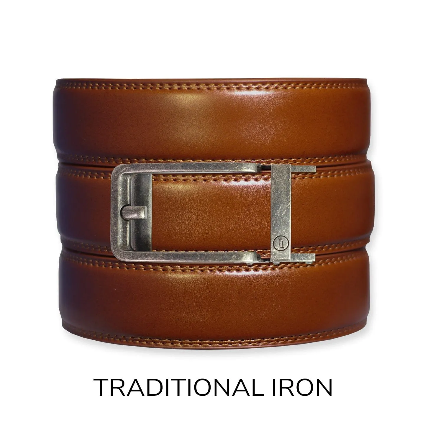 Cognac Leather Ratchet Belt & Buckle Set