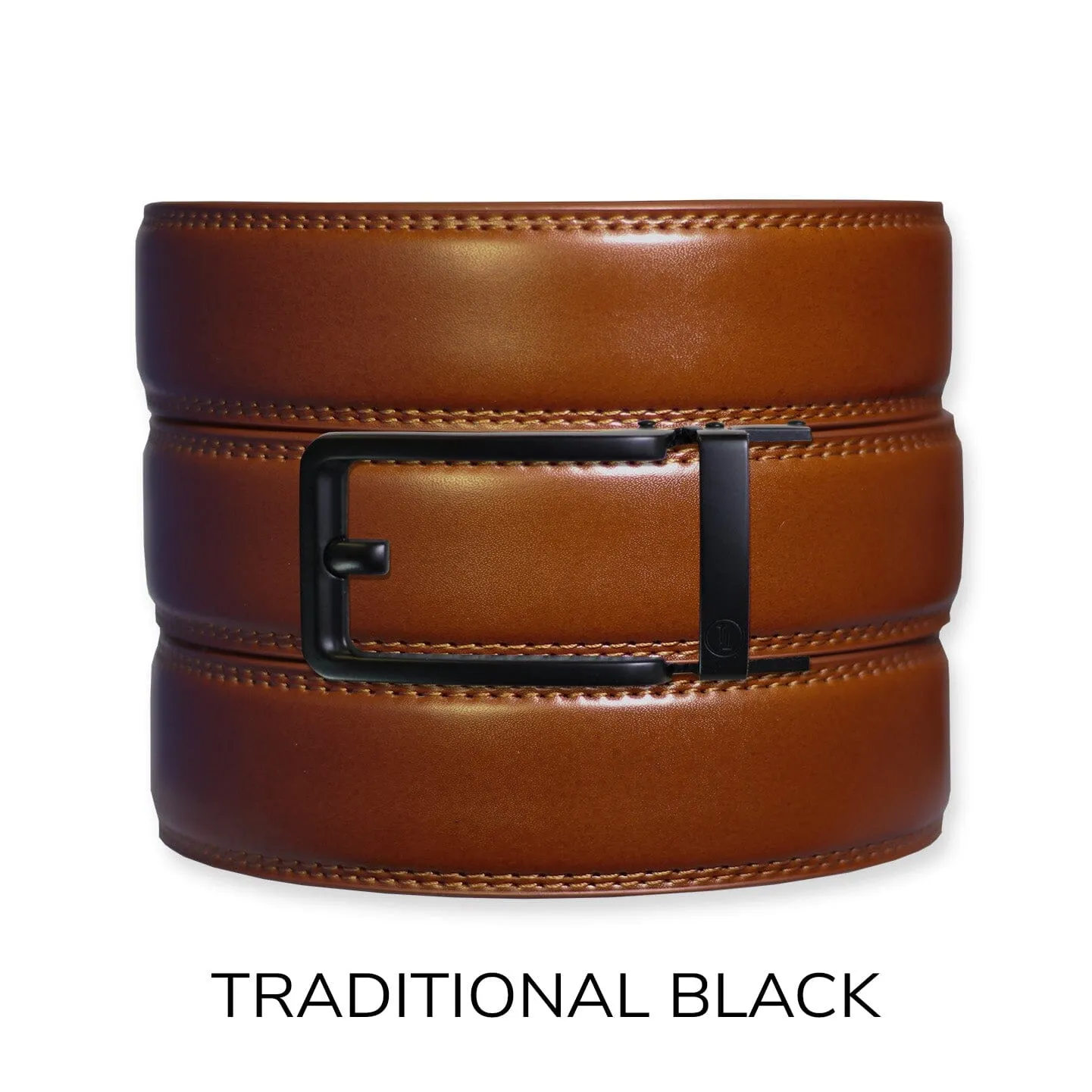 Cognac Leather Ratchet Belt & Buckle Set