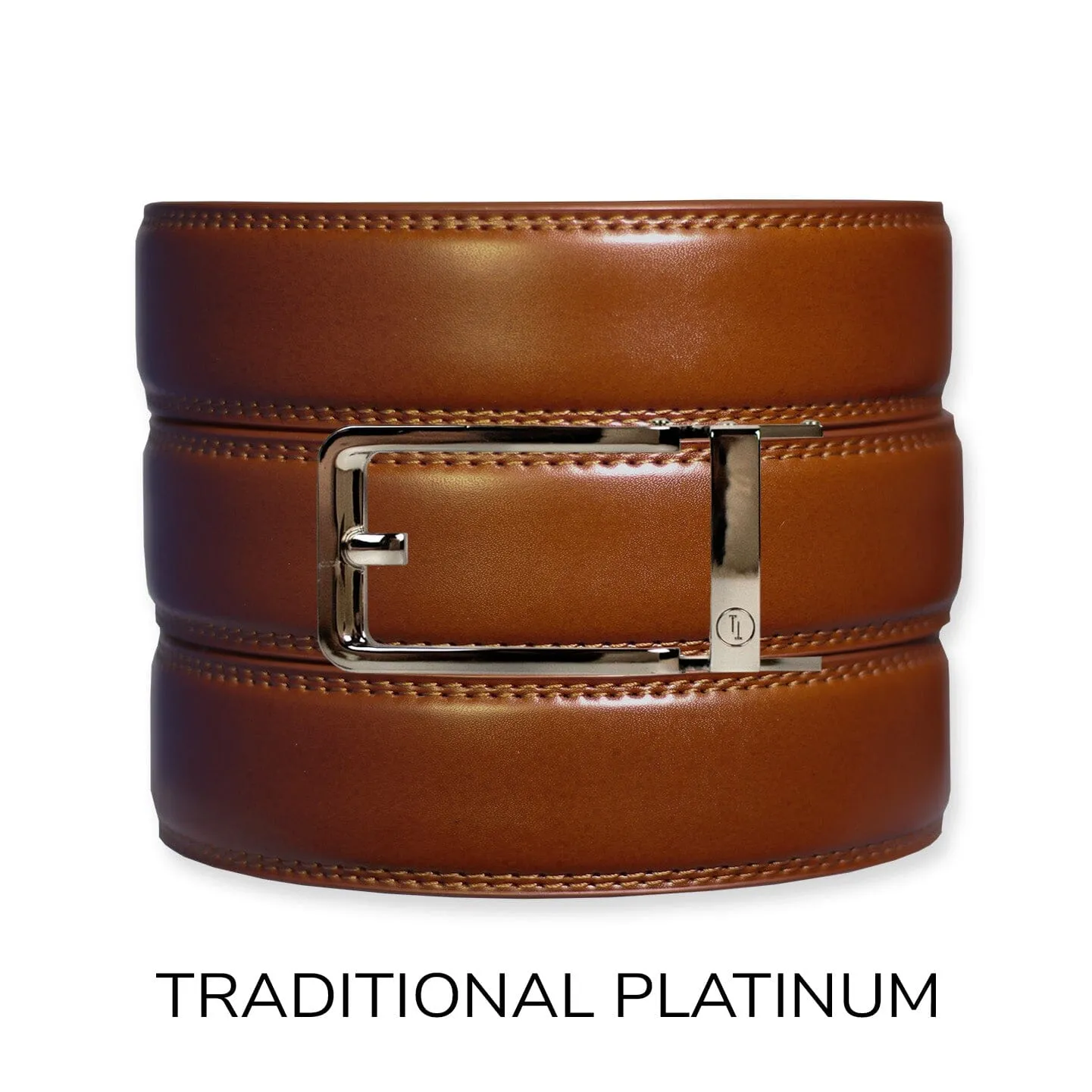 Cognac Leather Ratchet Belt & Buckle Set