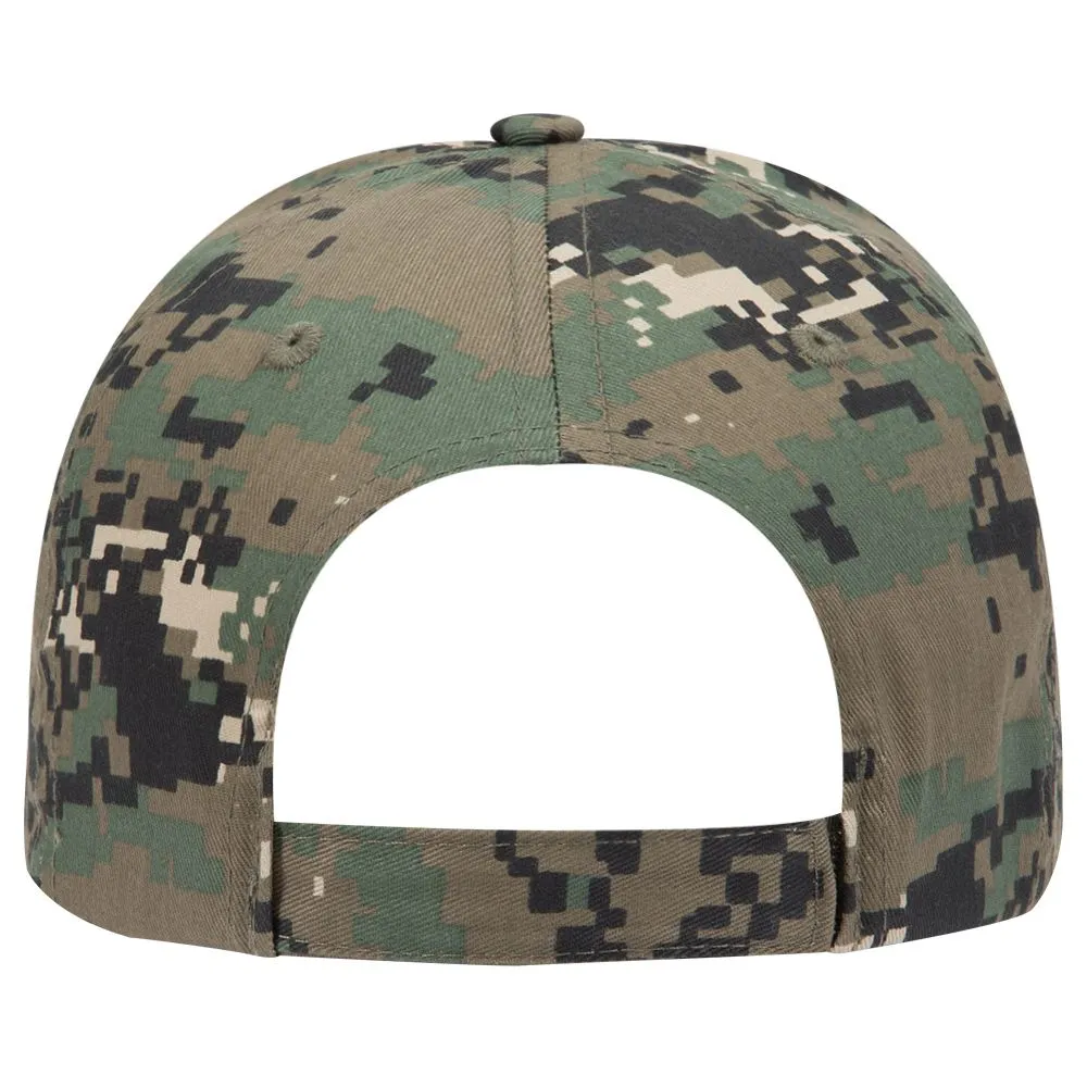 Digital Camouflage Cotton Blend Twill Six Panel Low Profile Baseball Cap
