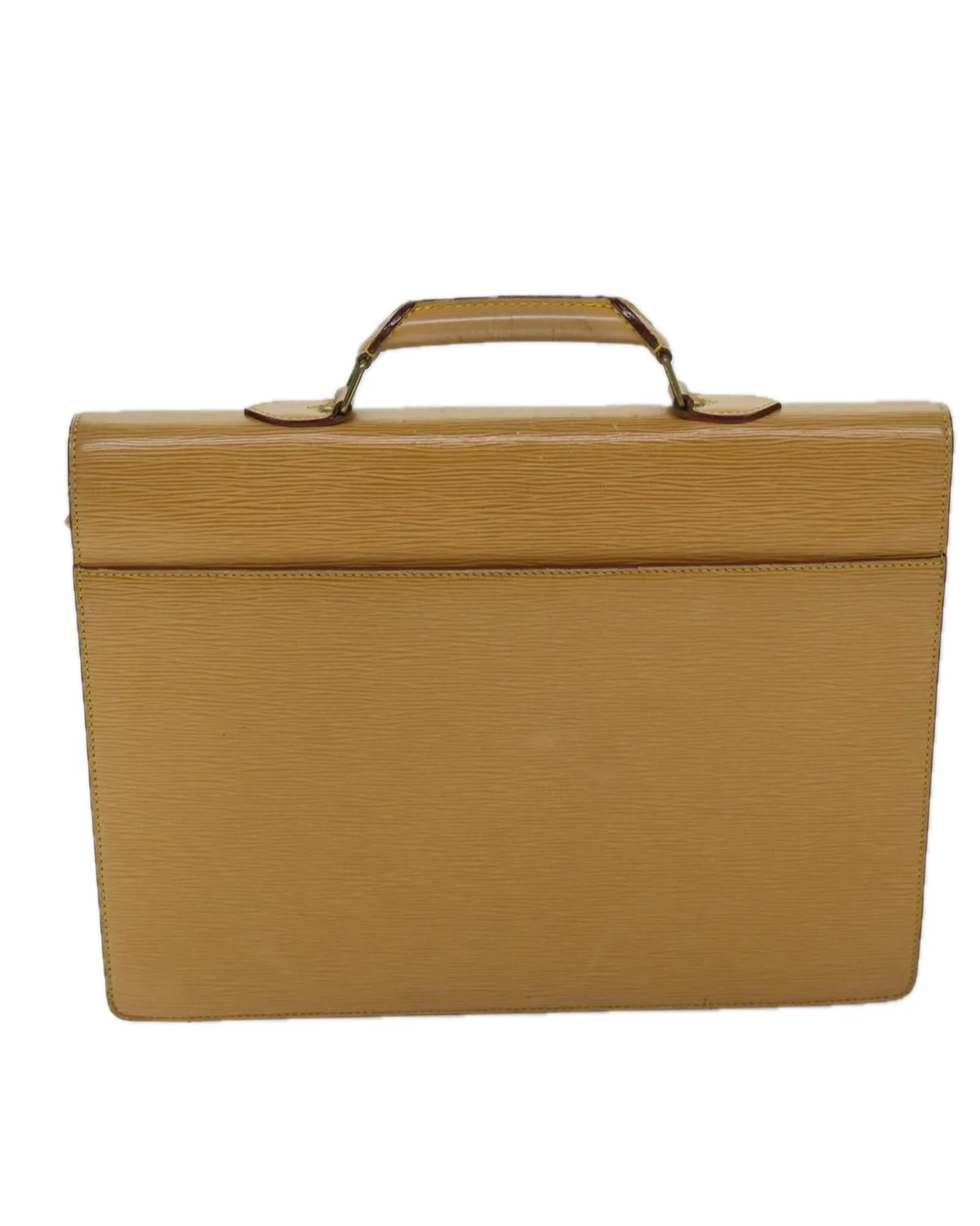 Epi Leather Briefcase with Metal Fittings and Multiple Compartments