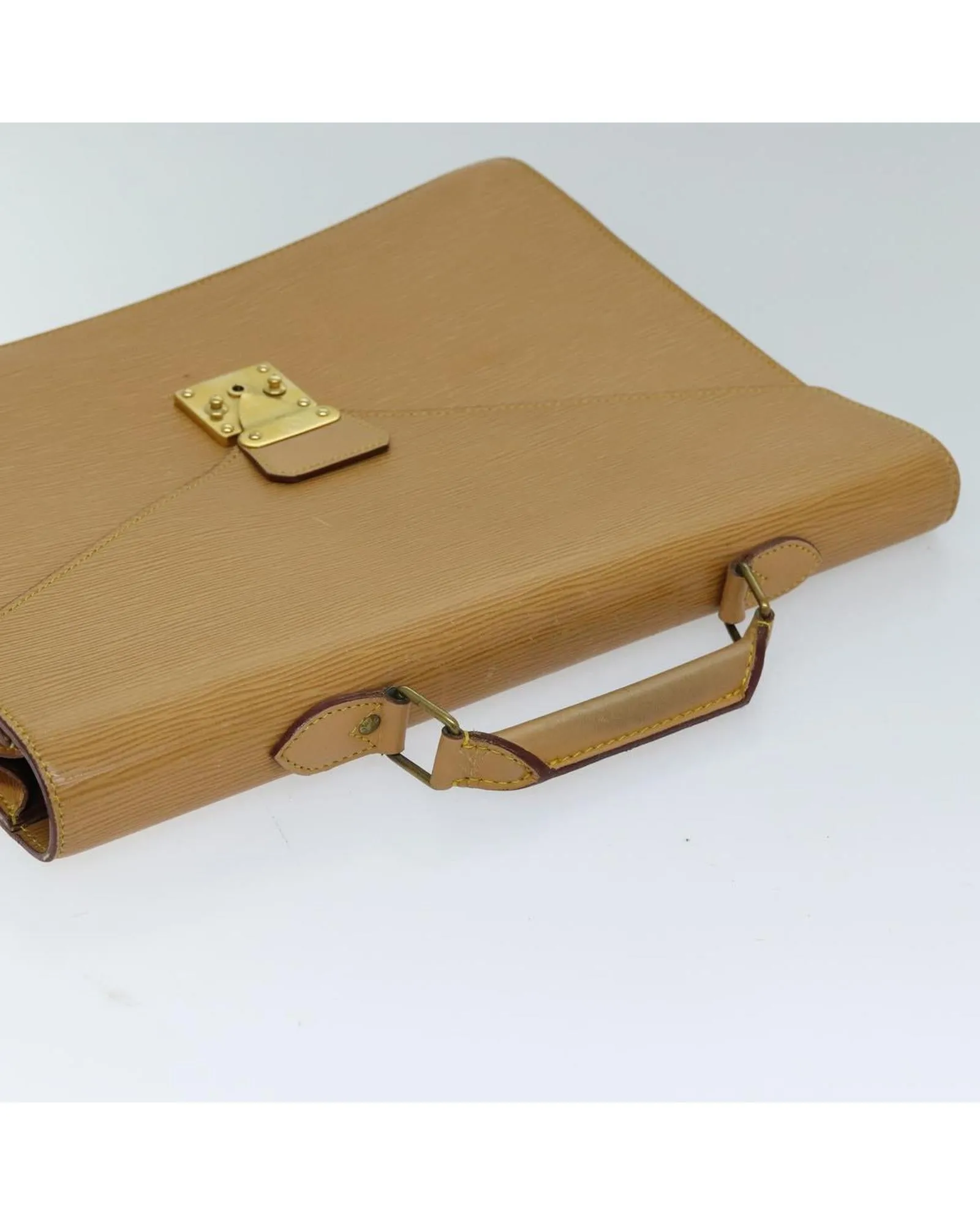 Epi Leather Briefcase with Metal Fittings and Multiple Compartments