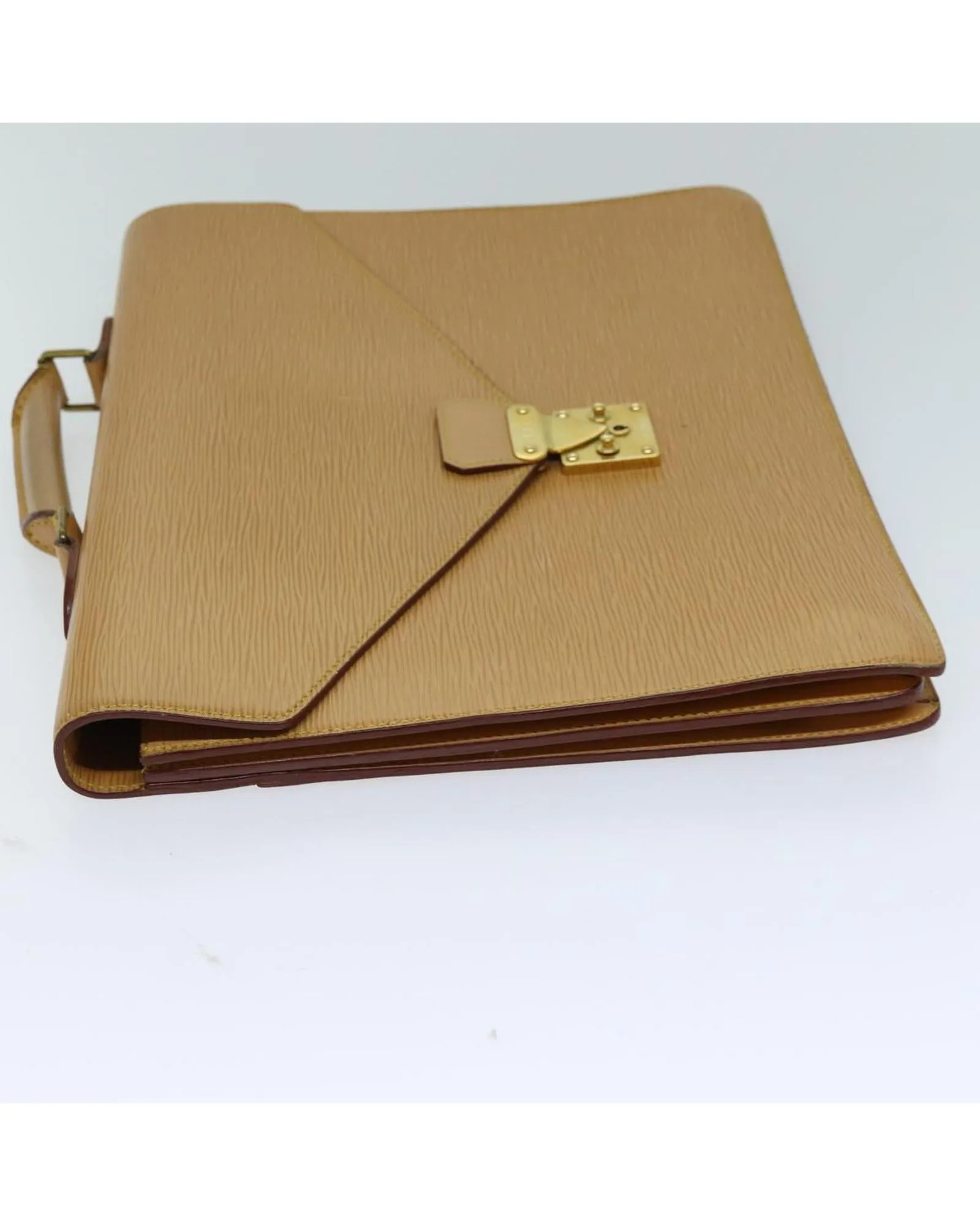 Epi Leather Briefcase with Metal Fittings and Multiple Compartments