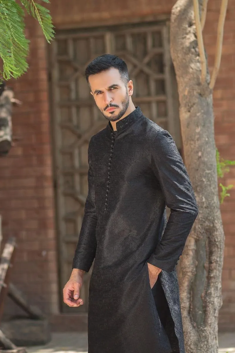 GEM Garments - Nafees - Kurta - Black - 1 Piece - Embroidered