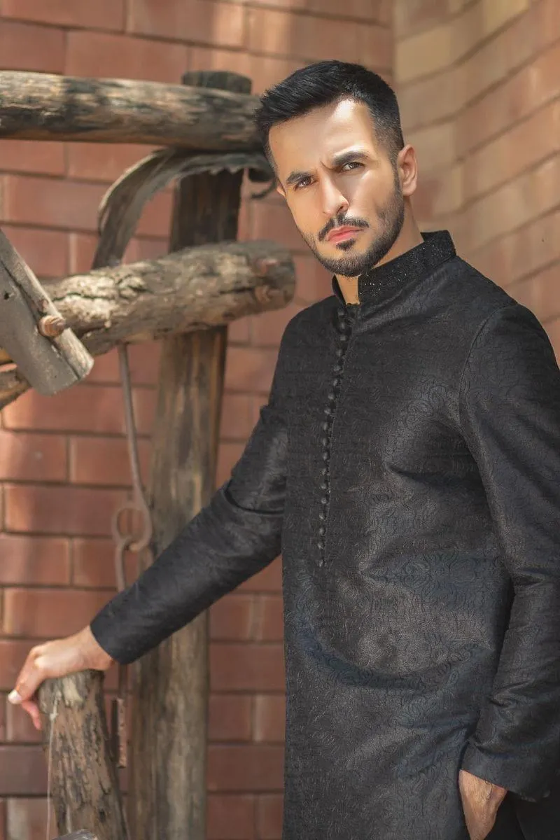 GEM Garments - Nafees - Kurta - Black - 1 Piece - Embroidered