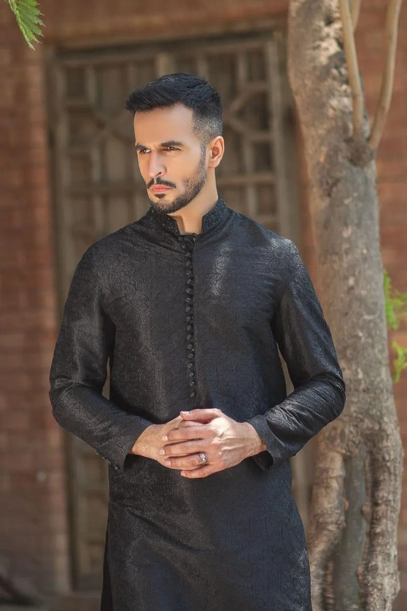 GEM Garments - Nafees - Kurta - Black - 1 Piece - Embroidered