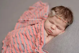 Gray Coral Ruffle Stretch Knit Baby Wrap