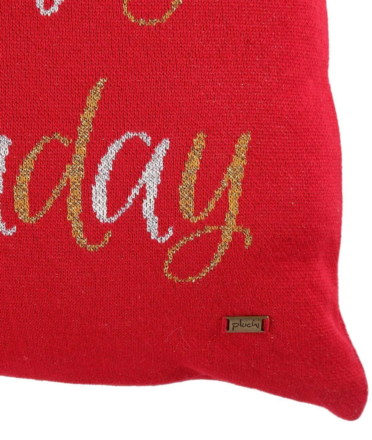 Happy Birthday Cotton Knitted Decorative Red Color 16 x 16 Inches Cushion Cover