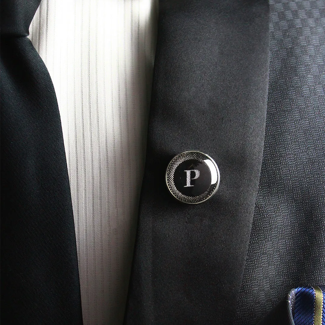 Kavove Alphabet 'P' Black Colour Lapel Pin