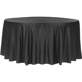 Lamour Satin 132" Round Tablecloth - Black