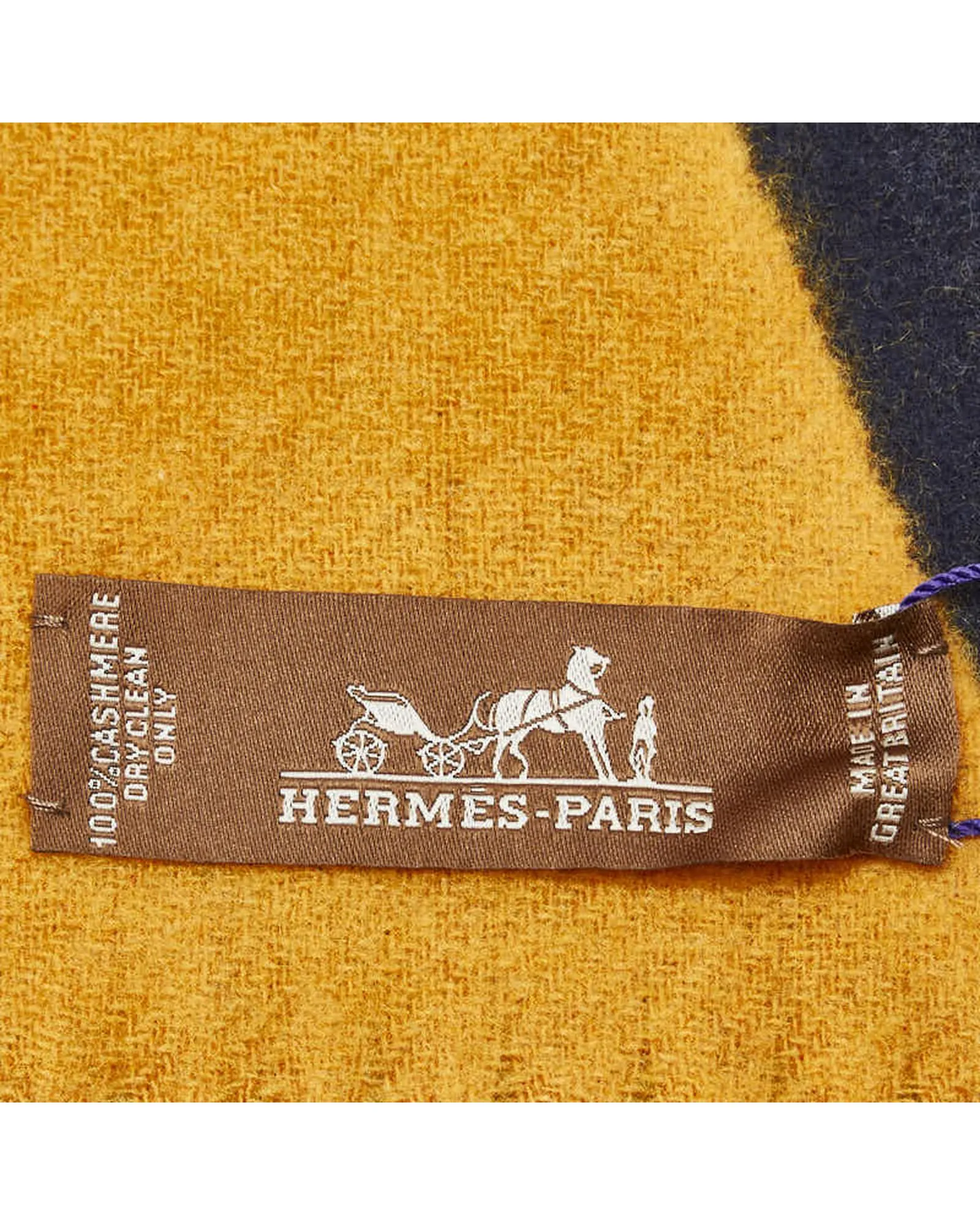 Luxury Hermes Cashmere Scarf in Yellow with Natural Material