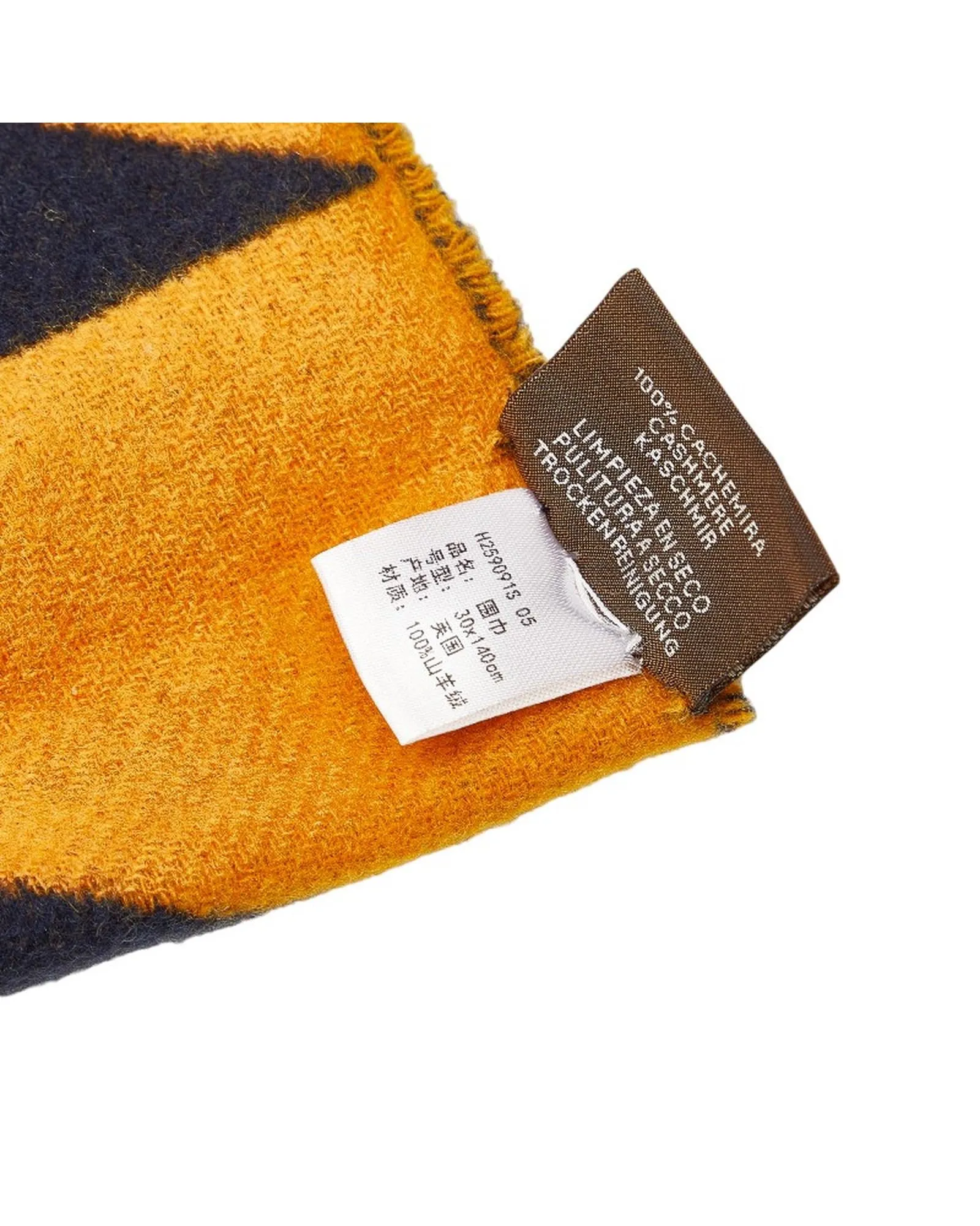 Luxury Hermes Cashmere Scarf in Yellow with Natural Material