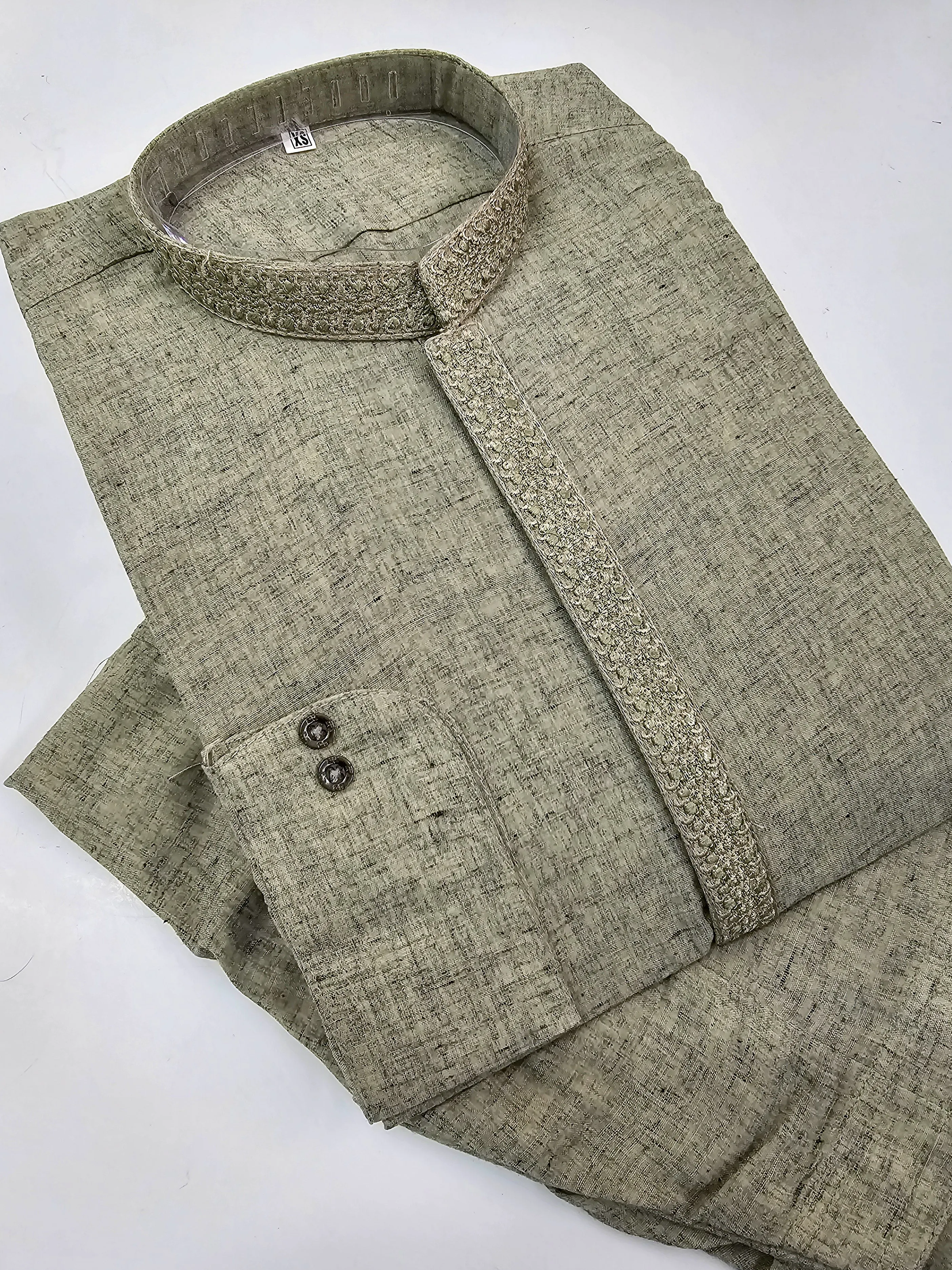 Mens Semi-Formal 2-Piece Kurta Shalwar - Light Green