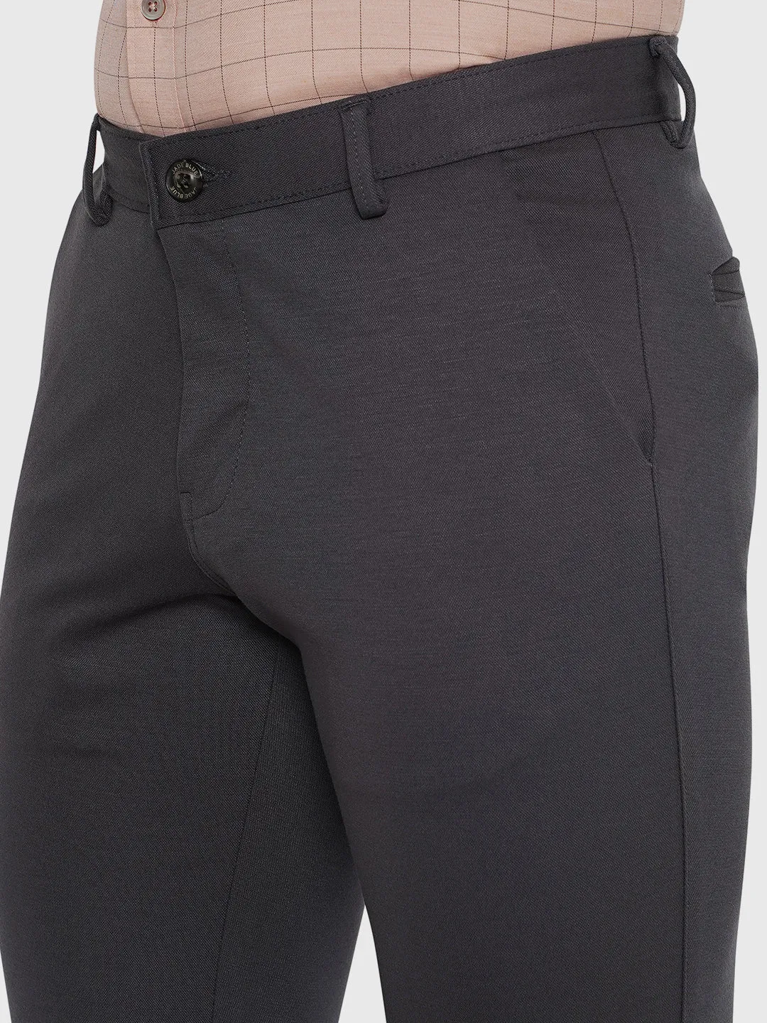 Metal Grey Solid Slim Fit Club Wear Trouser | JB Studio