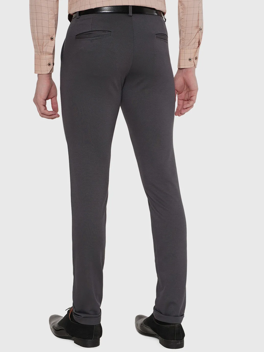 Metal Grey Solid Slim Fit Club Wear Trouser | JB Studio