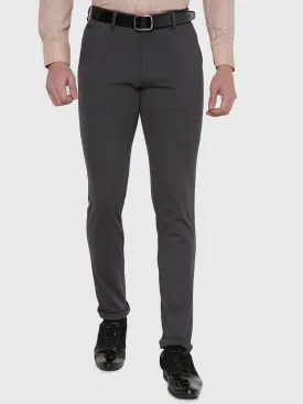 Metal Grey Solid Slim Fit Club Wear Trouser | JB Studio