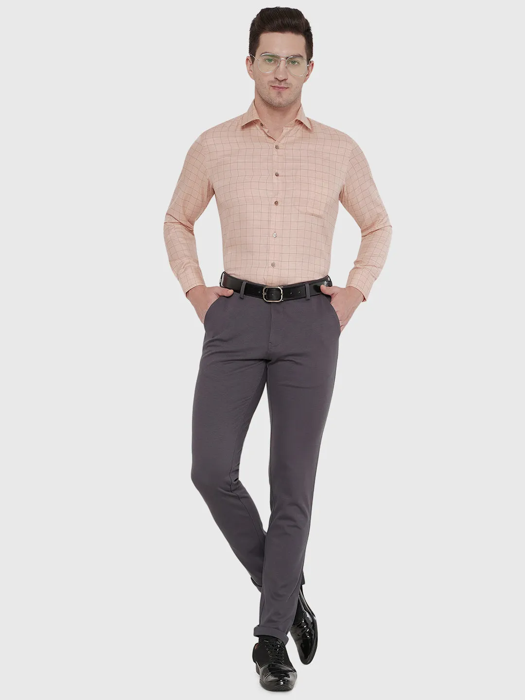 Metal Grey Solid Slim Fit Club Wear Trouser | JB Studio