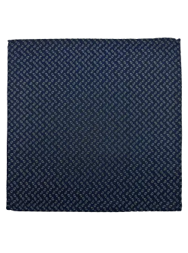 Navy Droplet Print Silk Pocket Square