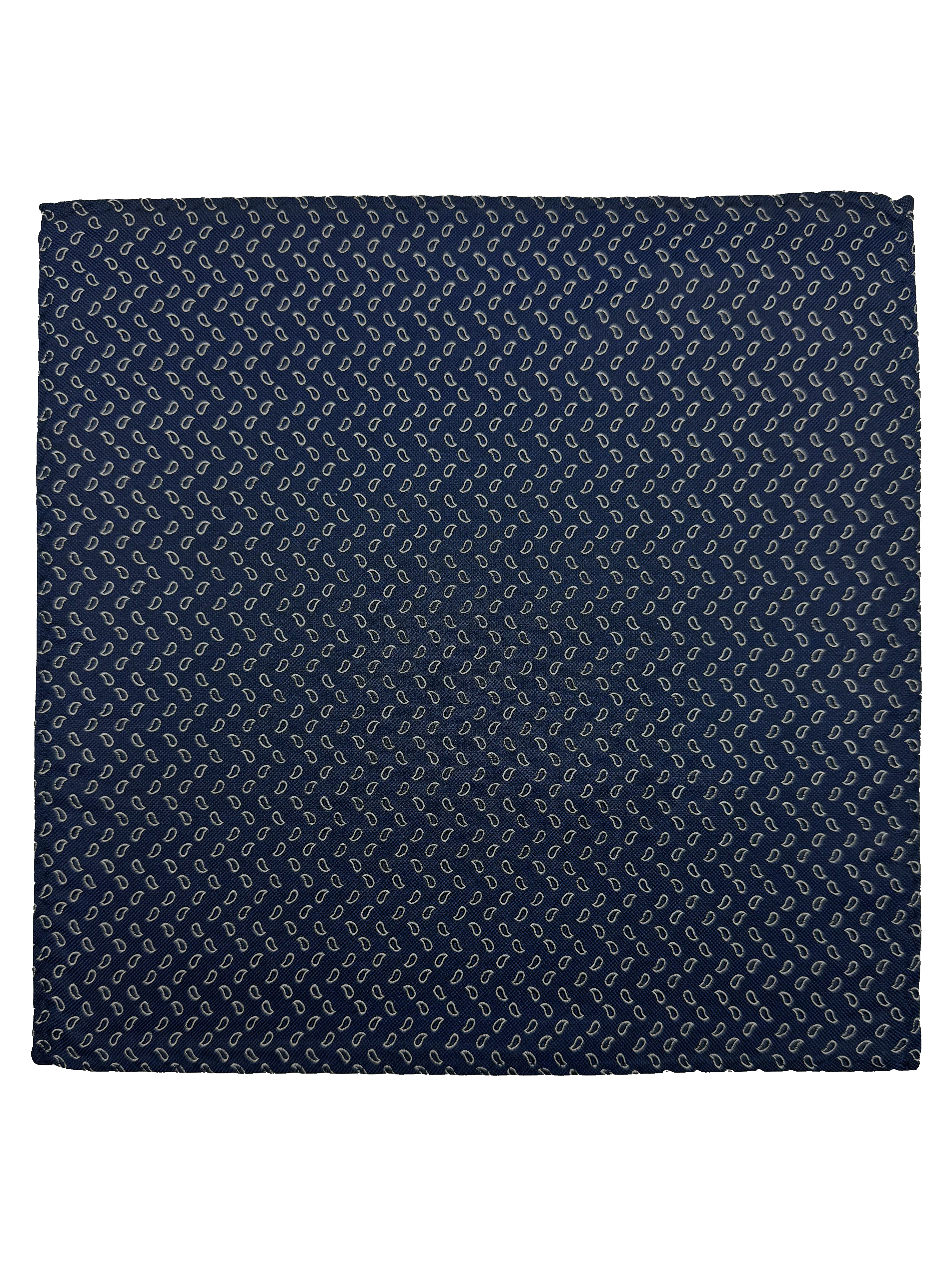 Navy Droplet Print Silk Pocket Square