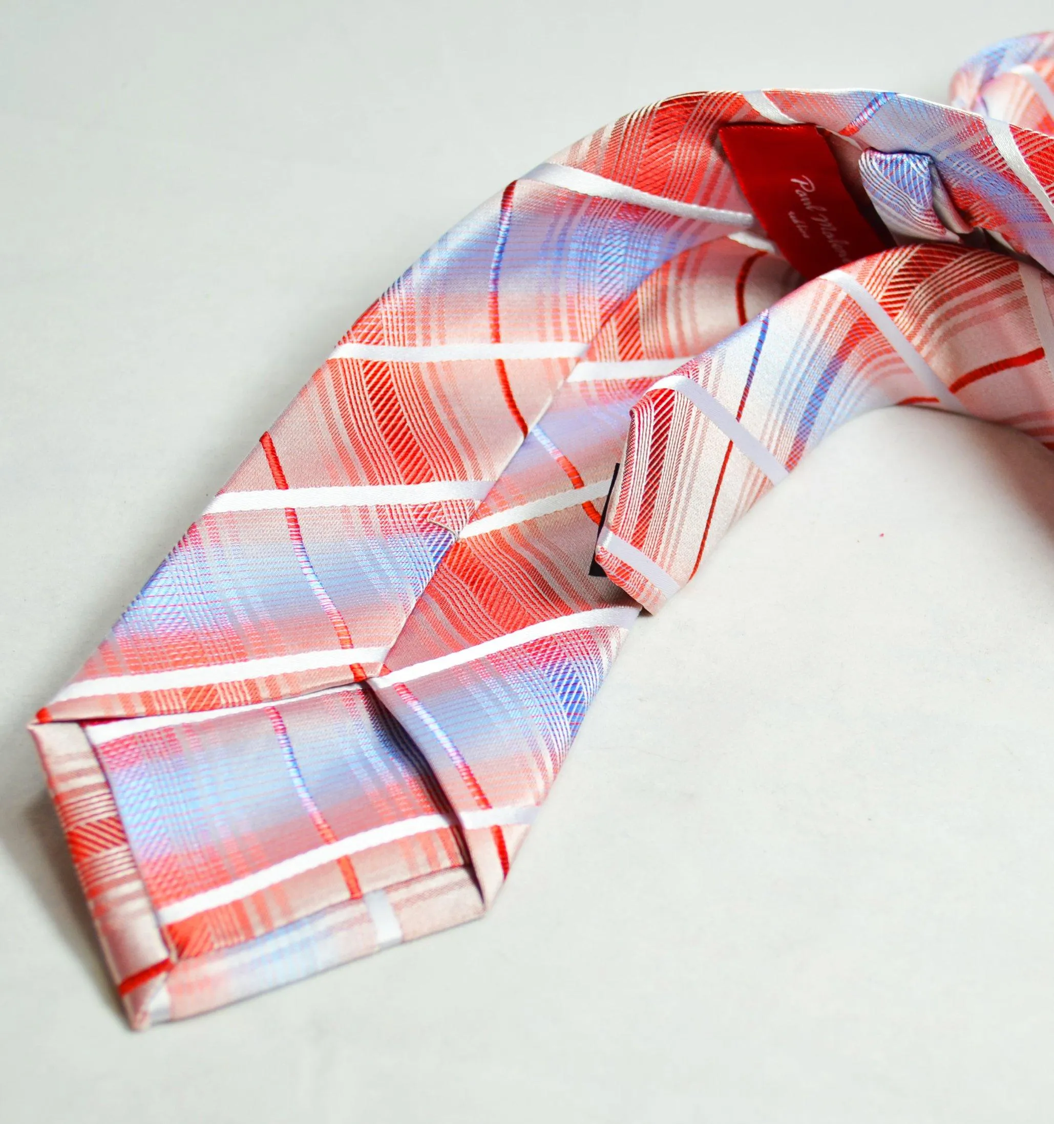 Red and Blue Silk Tie and Pocket Square