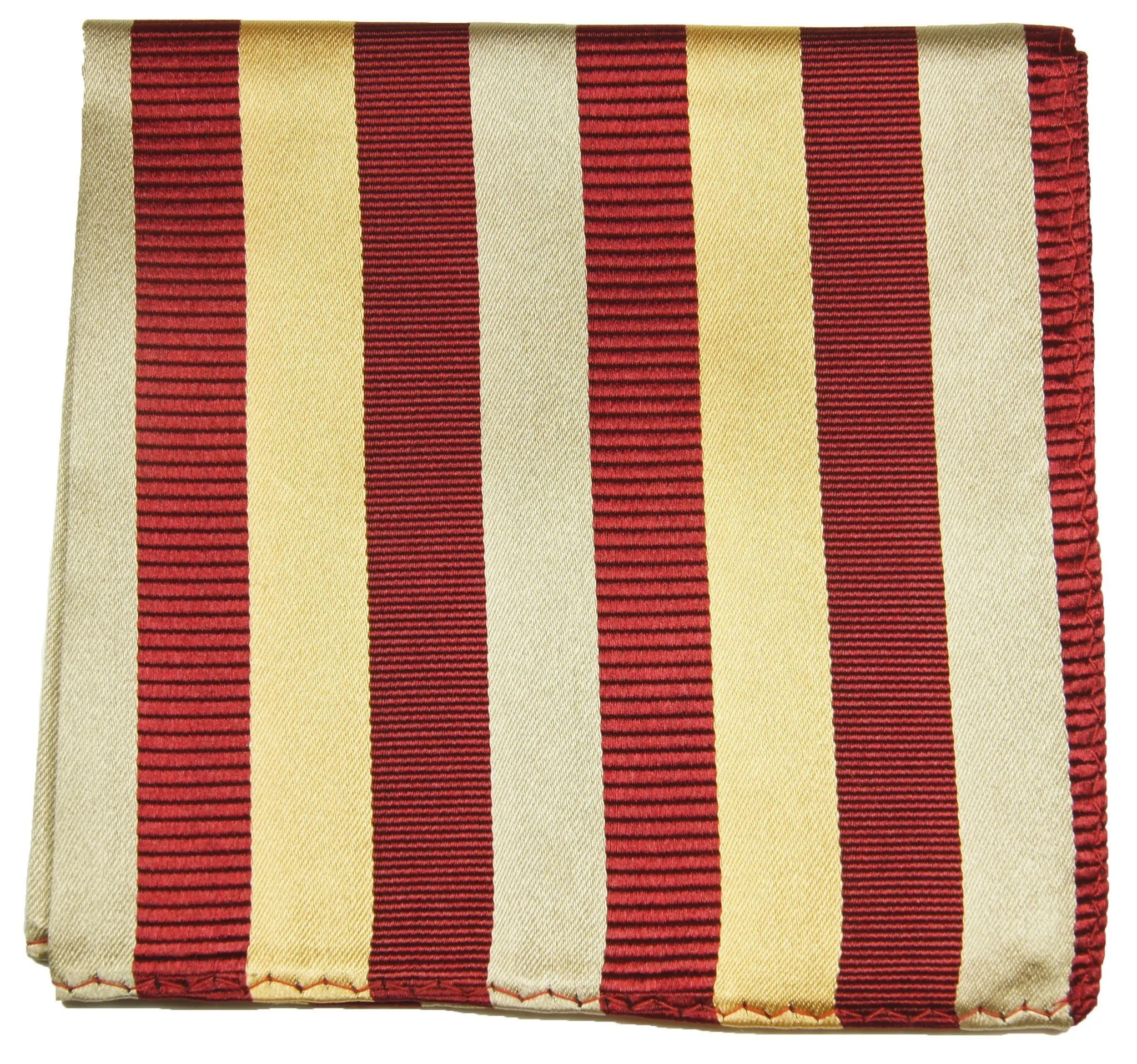Red and Gold Striped Silk Pocket Square
