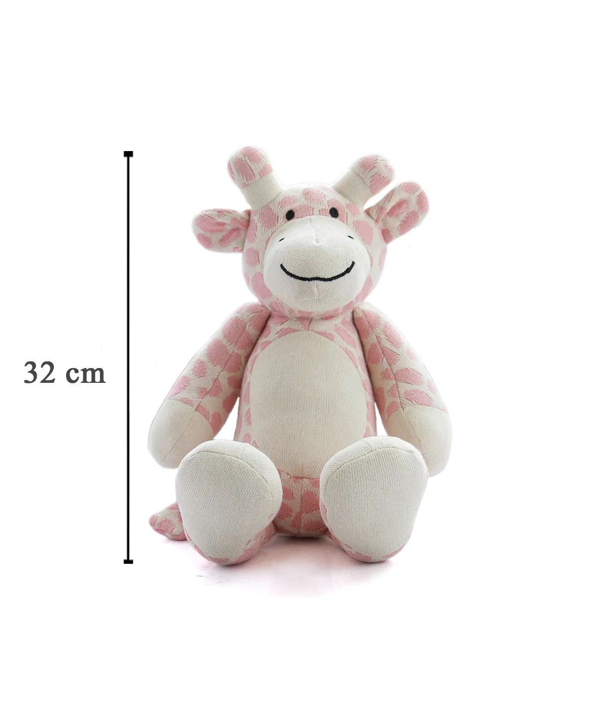 Tall Giraffe - Cotton Knitted Stuffed Soft Toy For Babies & Kids (Bubblegum Pink & Ivory)